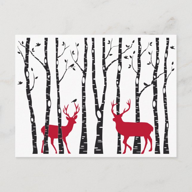 Postal Ojos rojos en el bosque de abedules (Anverso)