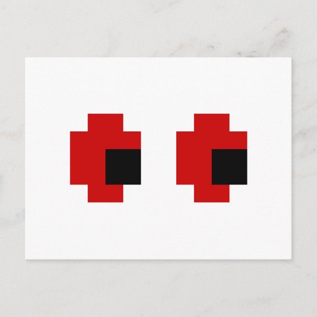 Postal Ojos rojos fantasmagóricos de 8 bits (Anverso)