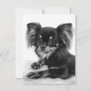 Postal Ojos sabios - Retrato de Chihuahua pintado a mano