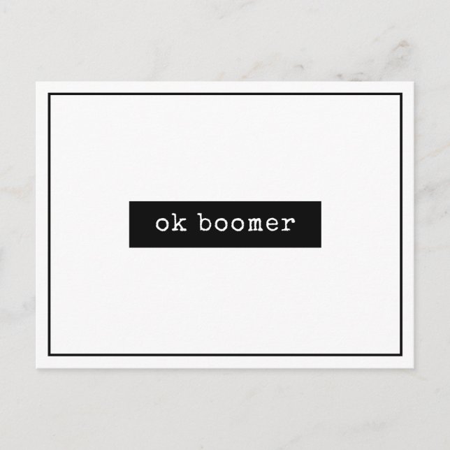 Postal Ok Boomer Meme Minimalista (Anverso)