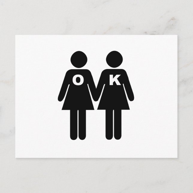 Postal OK TO BE BE GAY (lesbiana) (Anverso)