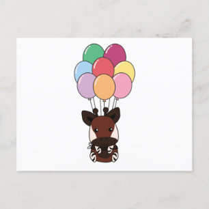 Postal Okapi vuela Con Globos Coloridos