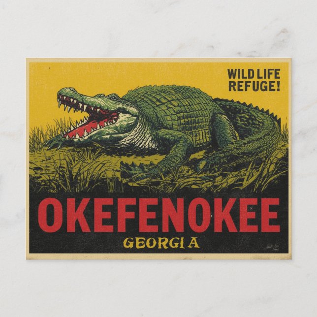 Postal Okefenokee Swamp Alligator Georgia (Anverso)