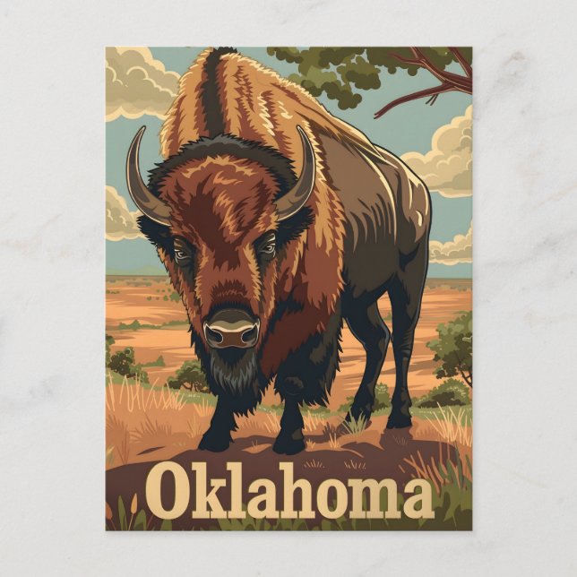 Postal Oklahoma Bison Vintage (Anverso)