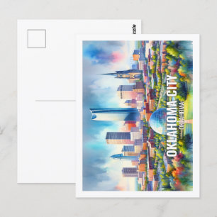 Postal Oklahoma City Oklahoma Famosa acuarela de viaje