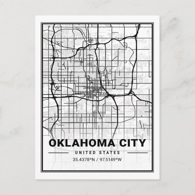Postal Oklahoma City Oklahoma USA Travel City Map (Anverso)