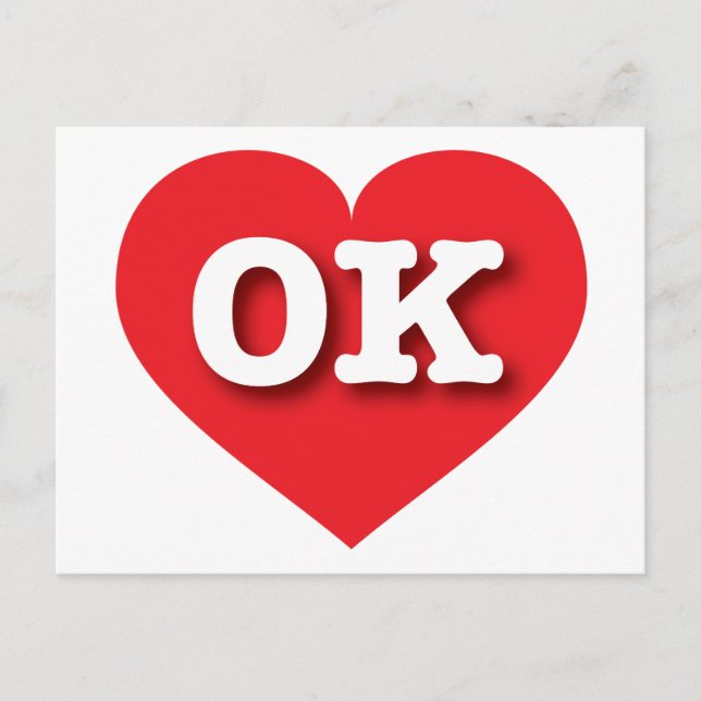 Postal Oklahoma Corazón Rojo - Amo OK (Anverso)