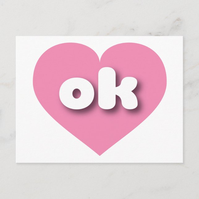 Postal Oklahoma corazón rosa - Amo ok (Anverso)