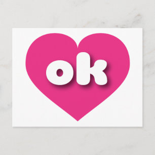 Postal Oklahoma corazón rosa caliente - Amo ok
