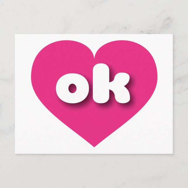 Postal Oklahoma corazón rosa caliente - Amo ok (Anverso)