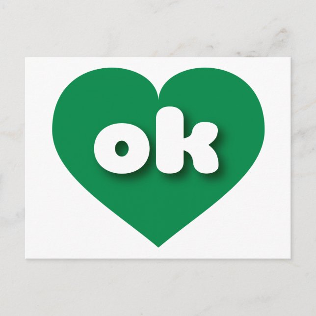 Postal Oklahoma corazón verde - Amo bien (Anverso)