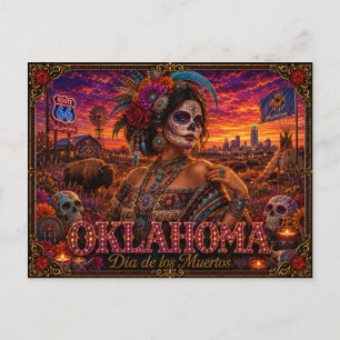 Postal Oklahoma Día de los Muertos Retro