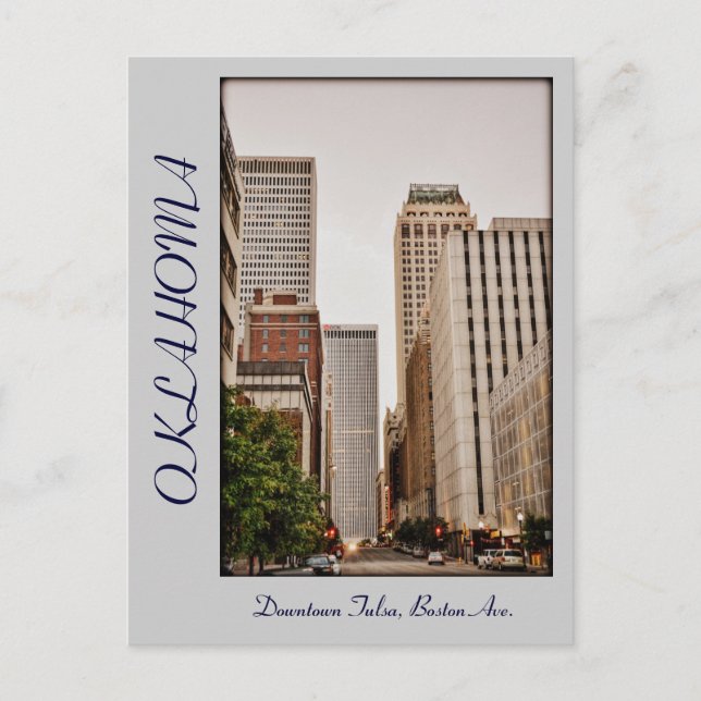 Postal Oklahoma, en el centro de Tulsa, la avenida Boston (Anverso)