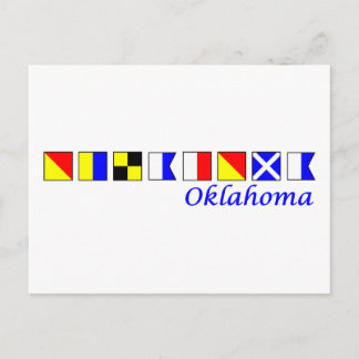 Postal Oklahoma escrito en alfabeto de bandera náutica