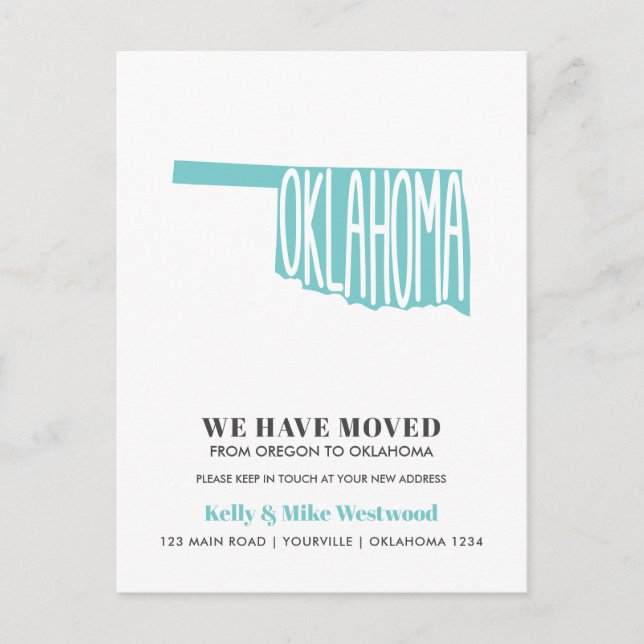 Postal OKLAHOMA Hemos movido nueva dirección Nueva casa (Anverso)