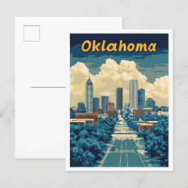 Postal Oklahoma Ilustracion de Viajes Vintage de Estados 
