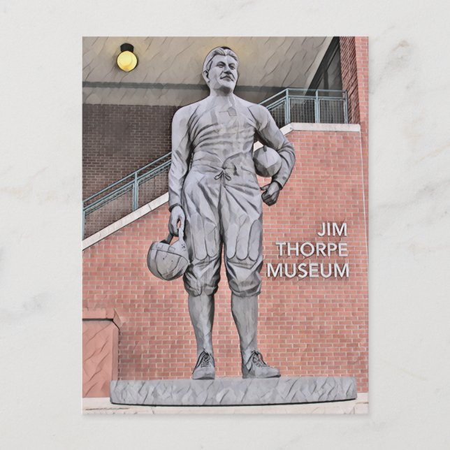 Postal Oklahoma Jim Thorpe Museo Estatua acuática (Anverso)