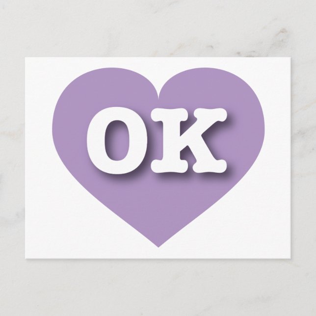 Postal Oklahoma Lavender Heart - Amo OK (Anverso)