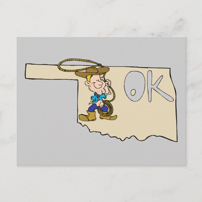 Postal Oklahoma OK Map & Cowboy Personalizado Art Motto (Anverso)