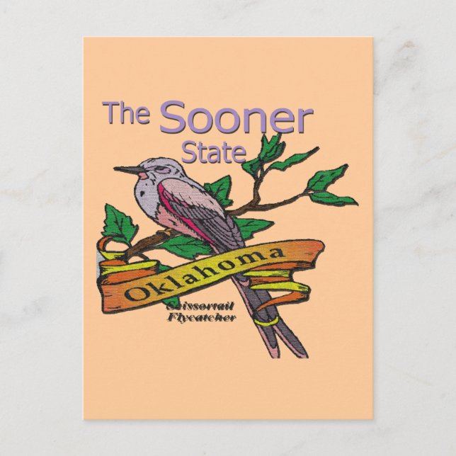Postal Oklahoma Sooner StateScissortail Flycatcher (Anverso)