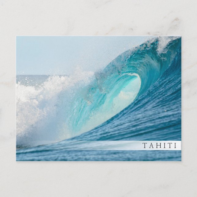 Postal Ola de barril de surf en Tahití (Anverso)