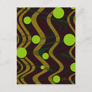 Postal Ola de puntos verde de oro de Marble