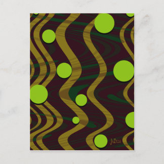 Postal Ola de puntos verde de oro de Marble