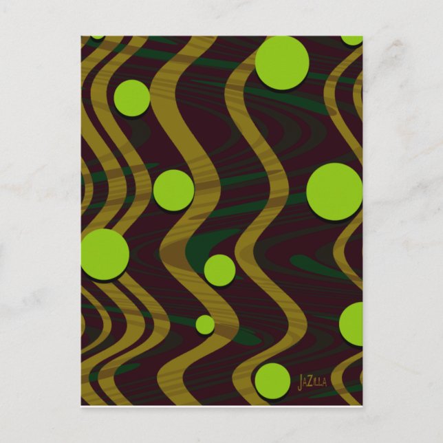 Postal Ola de puntos verde de oro de Marble (Anverso)