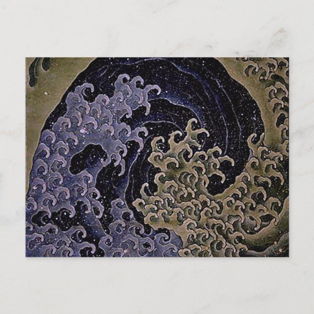 Postal Ola femenina, Bella Artes japonés de Hokusai (Anverso)