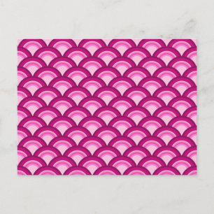 Postal Ola patrón Art Deco - magenta y rosa