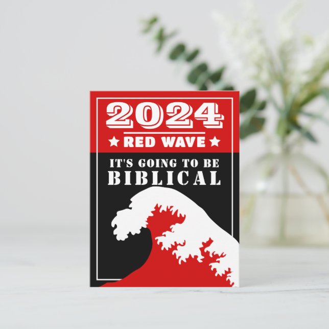 Postal OLA ROJA 2024 Va a ser BIBLICA (Anverso de pie)