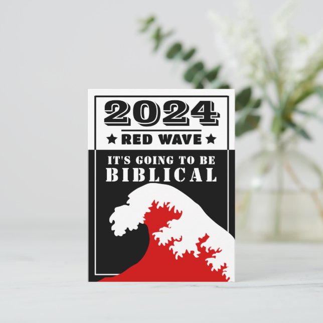 Postal OLA ROJA de 2024 Va a ser BIBLIOTECA (Anverso de pie)