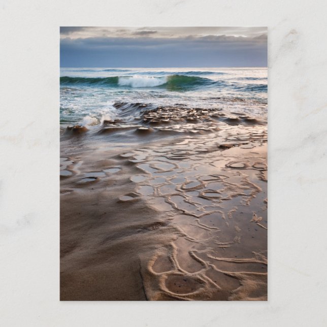 Postal Ola rompiendo en la playa, California (Anverso)