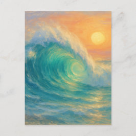 Postal Ola Turquesa - Arte de Estilo de Pintura Pastel
