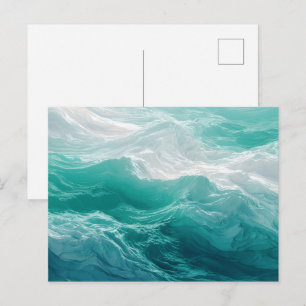 Postal Olas abstractas de océano turquesa soñadoras