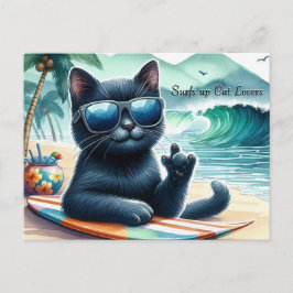 Postal Olas altas   Amantes de los gatos Gato negro genia