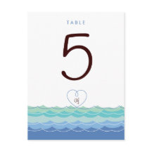 Olas azules Loopy Heart Beach Número de mesa moder