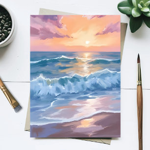 Postal Olas de océano pastel pintura al agua del mar