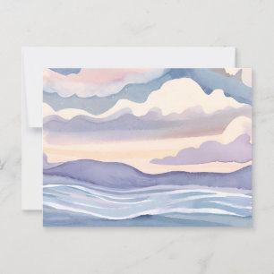 Postal Olas de océano soñadoras   Pastel de acuarela