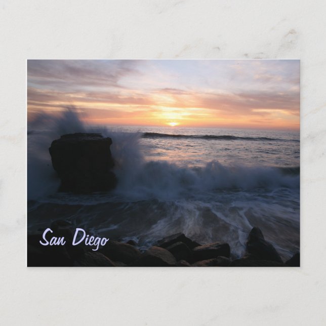Postal Olas de San Diego al atardecer (Anverso)