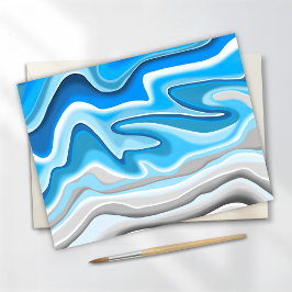 Postal Olas del Océano | Pintura abstracta azul