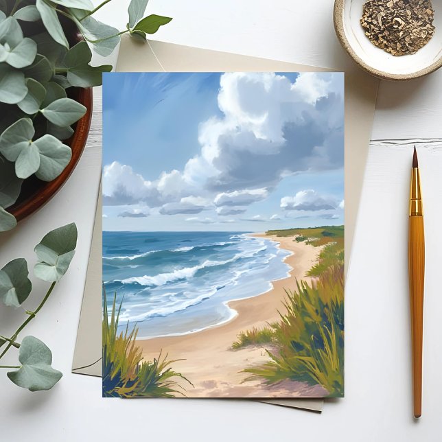 Postal Olas del Océano | Pintura Costera de Playa (Subido por el creador)