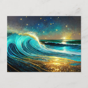 Postal Olas Divergentes Brillantes del Océano