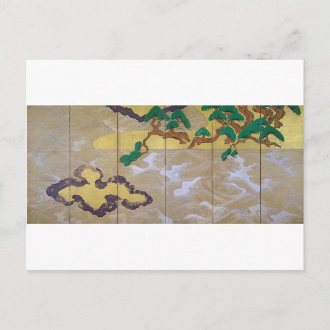 Postal Olas en Matsushima (derecha), Tawaraya Sotatsu (Anverso)