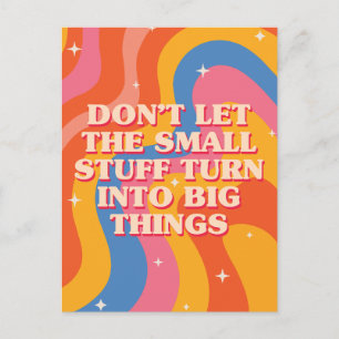 Postal Olas Retro Groovy Con Mantra de Mindfulness