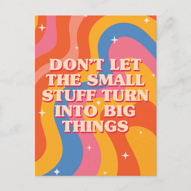 Postal Olas Retro Groovy Con Mantra de Mindfulness (Anverso)