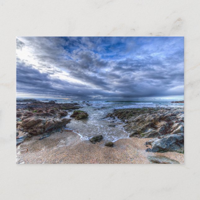 Postal Olas Rompiendo la playa de Cornish (Anverso)