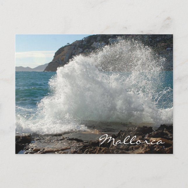 Postal Olas rompientes, Mallorca, Islas Baleares, España (Anverso)