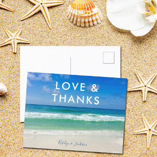 Postal Olas Tropicales de Océanos Amor y Gracias Boda de