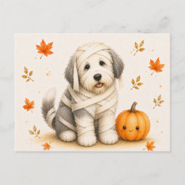 Postal Old English Sheepdog Momia Halloween